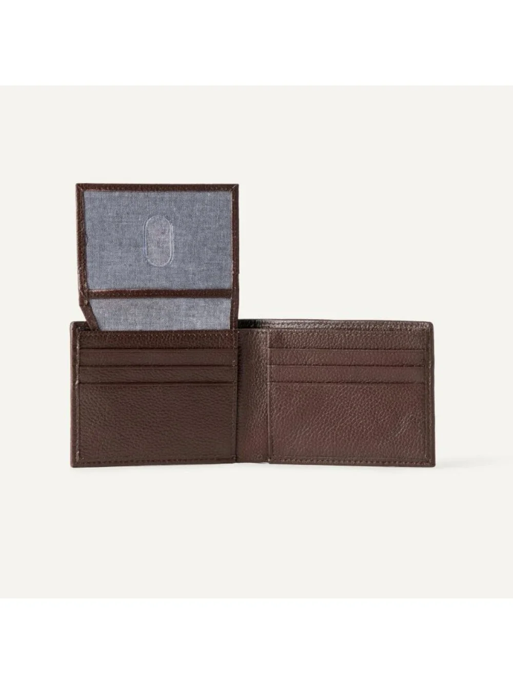 Men's Pebbled Full Grain Leather Bifold Wallet - Stylish, Durable, Slim Design